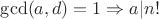 $\gcd (a,d)=1 \Rightarrow a|n!$