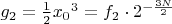 $g_2=\frac{1}{2}{x_0}^3=f_2\cdot2^{-\frac{3N}{2}}$