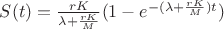 $S(t)=\frac{rK}{\lambda+\frac{rK}{M}}(1-e^{-(\lambda+\frac{rK}{M})t})$