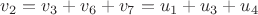 $v_2=v_3+v_6+v_7=u_1+u_3+u_4$