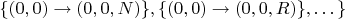 $\{(0,0) \to (0,0,N)\}, \{(0,0) \to (0,0,R)\}, &hellip;\}$
