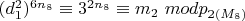 $(d_1^2) ^ {6n_8 }\equiv 3 ^ {2n_8}\equiv m_2\ mod p_{2(M_8)} $