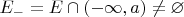 $E_-=E\cap(-\infty,a)\ne\varnothing$