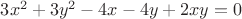 $3x^{2}+3y^{2}-4x-4y+2xy=0$