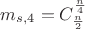 $m_{s,4}=C^{\frac{n}{4}}_{\frac{n}{2}}$