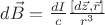 $d\vec B = \frac{{dI}}{c}\frac{{\left[ {d\vec z,\vec r} \right]}}{{{r^3}}}$