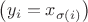 $\left( y_i = x_{\sigma(i)}\right)$