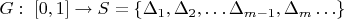 $G: \;[0, 1]\to S=\{\Delta_1, \Delta_2, \ldots \Delta_{m-1}, \Delta_m \ldots\}$