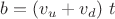 $b=(v_u+v_d)\ t$ $b=(v_u+v_d)\ t$