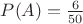 $P(A) = \frac{6}{50}$