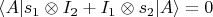 $\langle A|s_1\otimes I_2+I_1\otimes s_2|A\rangle=0 $