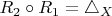 $R_2 \circ R_1 = \bigtriangleup_X$