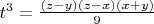 $t^3=\frac{(z-y)(z-x)(x+y)}{9}$