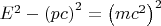 $\[{E^2} - {\left( {pc} \right)^2} = {\left( {m{c^2}} \right)^2}\]$