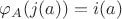 $\varphi_A(j(a)) = i(a)$