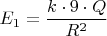 ${E_1}=\dfrac{{k}\cdot{9}\cdot{Q}}{R^2}$