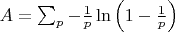 $A=\sum_{p}-\frac{1}{p}\ln\left(1-\frac{1}{p}\right)$