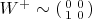 $W^+\sim\left(\begin{smallmatrix}0&0\\1&0\end{smallmatrix}\right)$