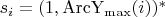 $s_i  = (1, \operatorname{ArcY_{max}}(i))^*$