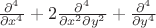 $\frac{\partial^4}{\partial x^4} + 2\frac{\partial^4}{\partial x^2 \partial y^2} + \frac{\partial^4}{\partial y^4}$ $\frac{\partial^4}{\partial x^4} + 2\frac{\partial^4}{\partial x^2 \partial y^2} + \frac{\partial^4}{\partial y^4}$