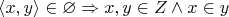 $\langle x,y\rangle\in \varnothing \Rightarrow x,y\in Z\wedge x\in y$