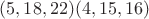 $(5,18,22)(4,15,16)$