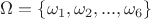 $\Omega = \{\omega_1, \omega_2,..., \omega_6 \}$