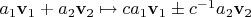 $a_1\mathbf v_1 + a_2\mathbf v_2\mapsto ca_1\mathbf v_1 \pm c^{-1}a_2\mathbf v_2$