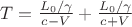 $T = \frac{L_0/\gamma}{c - V} + \frac{L_0/\gamma}{c + V}$