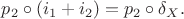 $p_2\circ(i_1+i_2)=p_2\circ\delta_X.$