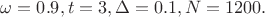 \omega=0.9, t=3, \Delta=0.1, N=1200.