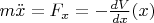 $m \ddot{x} = F_x = -\frac{dV}{dx}(x)$