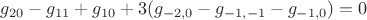 $g_{20}-g_{11}+g_{10}+3(g_{-2,0}-g_{-1,-1}-g_{-1,0})=0$