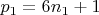 $p_1 =6n_1 +1$
