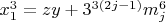 $x_1^3=zy+3^{3(2j-1)}m_j^6$