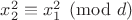 $x_2^2\equiv x_1^2\pmod d$