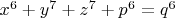 $x^6+y^7+z^7+p^6=q^6$