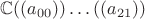 $\mathbb C((a_{00}))\ldots((a_{21}))$