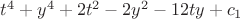 $t^4 + y^4 + 2t^2- 2y^2  -12 ty +c_1$
