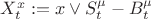 $ X^x _t  :=  x \vee  S^\mu_t  -  B^\mu_t  $