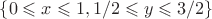 $ \left\lbrace 0 \leqslant x\leqslant 1, 1/2 \leqslant y\leqslant 3/2 \right\rbrace$ $ \left\lbrace 0 \leqslant x\leqslant 1, 1/2 \leqslant y\leqslant 3/2 \right\rbrace$