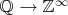 $\mathbb{Q}$ \to \mathbb{Z}^\infty