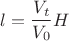 $$\[l = \frac{{{V_t}}}{{{V_0}}}H\]$$