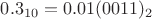 $0.3_{10}=0.01(0011)_2$
