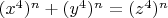 $(x^4)^n+(y^4)^n=(z^4)^n$