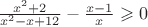 $\frac{x^2+2}{x^2-x+12} - \frac{x-1}{x} \geqslant 0$