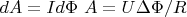 $dA=Id\Phi$ $A=U\Delta\Phi/R$