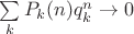 $\sum\limits_kP_k(n)q_k^n\to0$