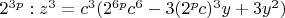 $ 2^{3p}: z^3 = c^3(2^{6p}c^6 - 3(2^pc)^3y + 3y^2) $
