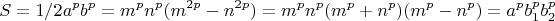 $$S=1/2a^pb^p=m^pn^p(m^{2p}-n^{2p})=m^pn^p(m^p+n^p)(m^p-n^p)=a^pb_1^pb_2^p$$